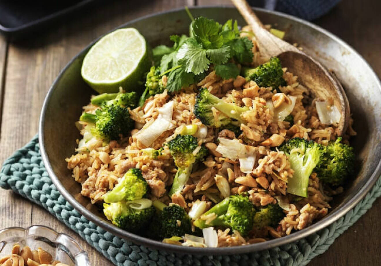 stekt ris med broccoli