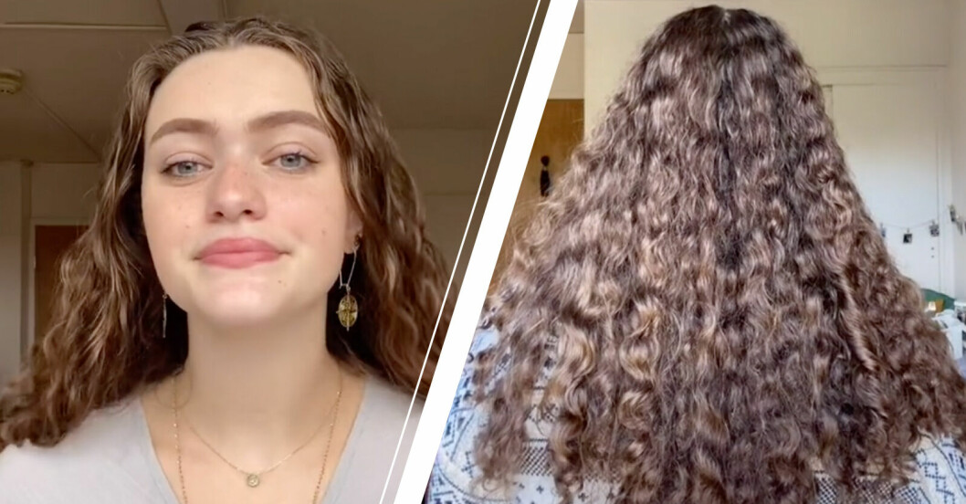TikTok-profilen Emma som visar upp sitt otvättade hår.