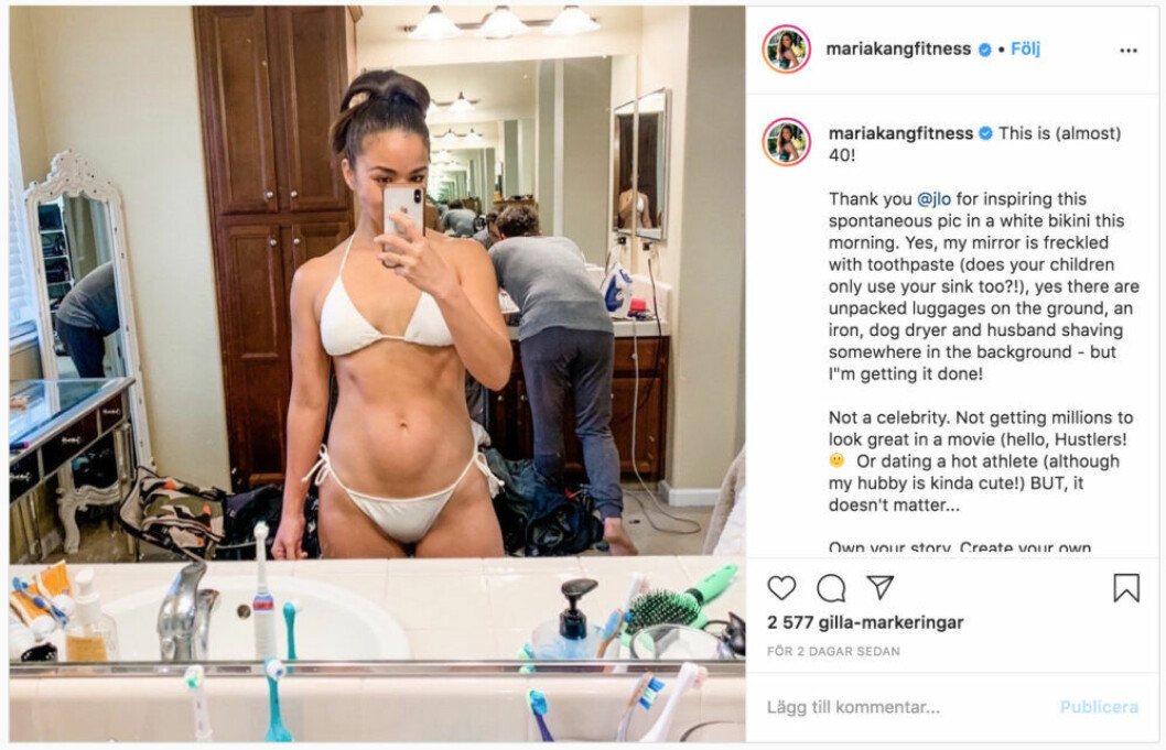 Maria Kangs version av Jennifer Lopez bikinibild Maria Kangs version av bikinibilden.