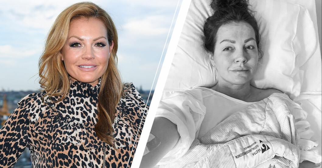 Vänster: Johanna Toftby i klänning. Höger: Johanna Toftby apå sjukhus.