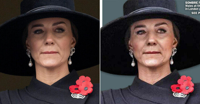 Till vänster den oredigerade bilden, till höger The Mirrors omslag. Till vänster den oredigerade bilden, till höger The Mirrors omslag.