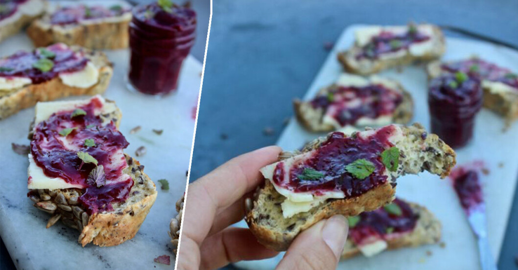 Kesobröd med marmelad.