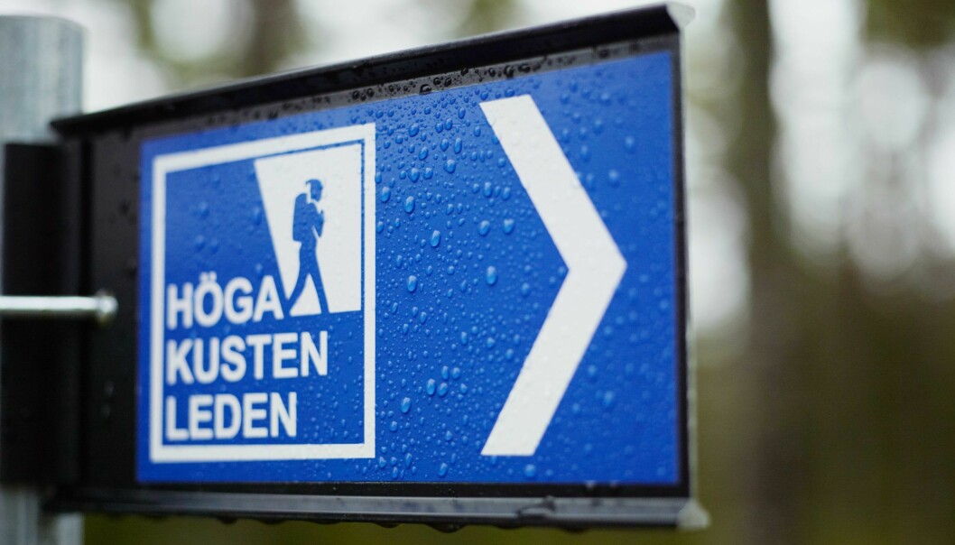 Skylt för Höga kusten-leden.