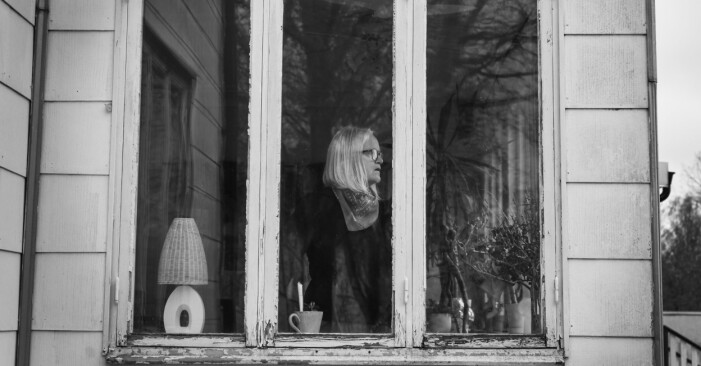 Annelie i sitt hem. Långtidssjuka Annelie i sitt hem.