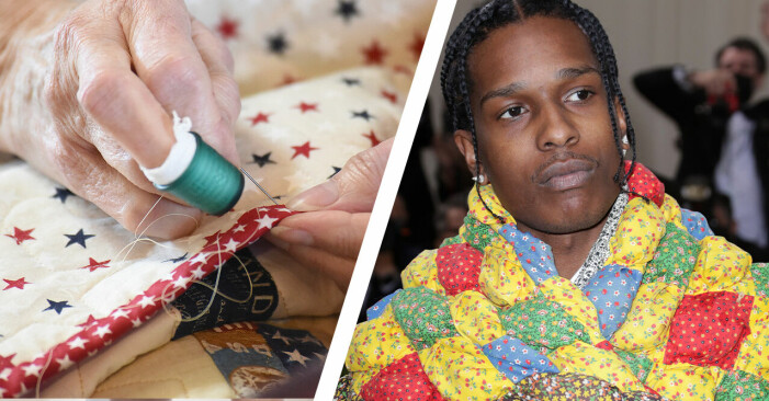 mormor syr lapptäcke/Asap Rocky bär lapptäcke