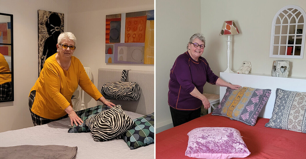 Lena Forselius och Birgitta Johansson visar sina sovrum.
