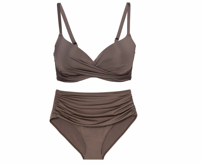 brun bikini med drapering