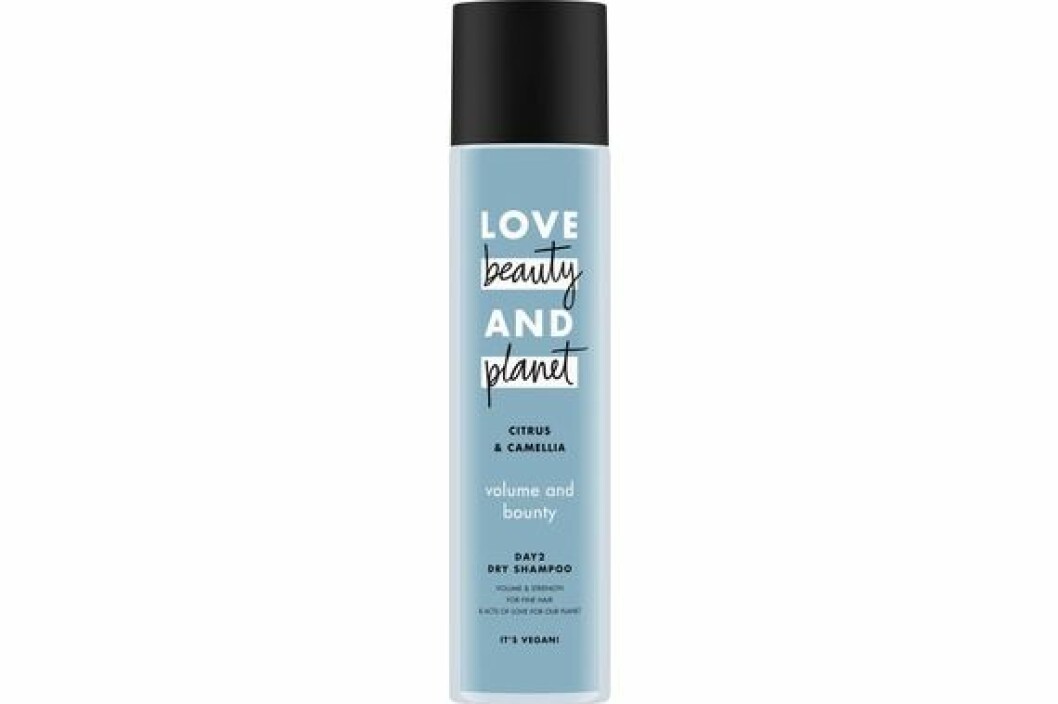 En bild på ett torrshampo, produkten Love Beauty & Planet – Torrshampoo.