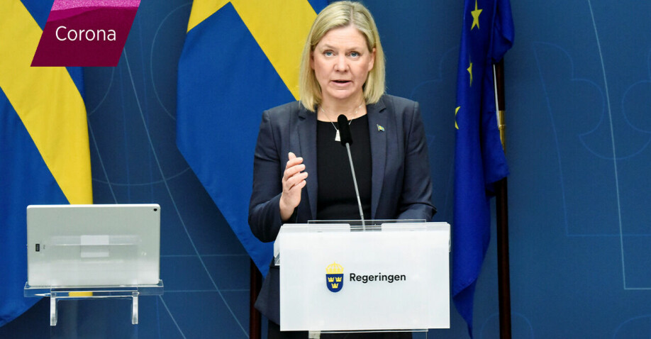 Magdalena Andersson på pressträffen