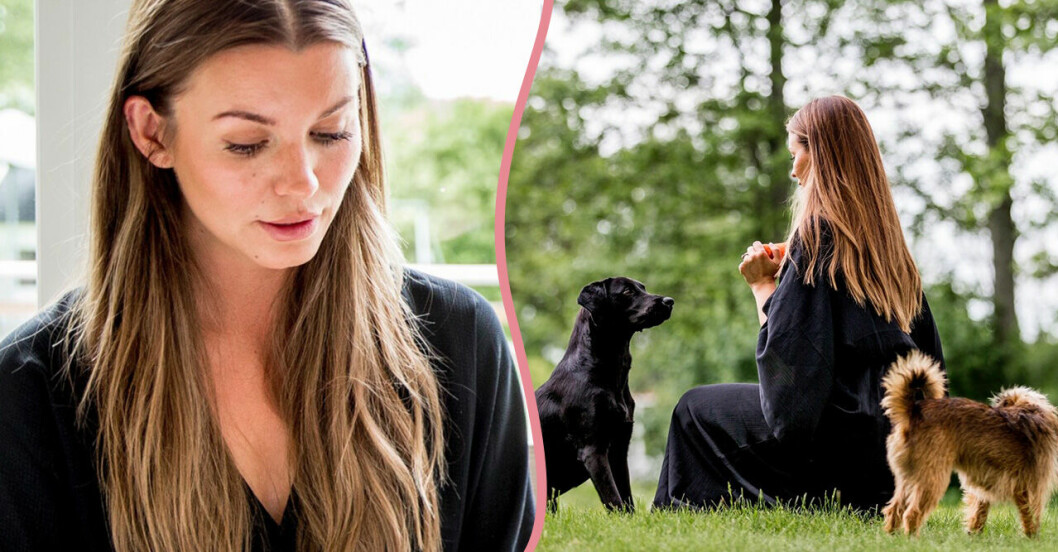Malin Åslund med sina hundar.