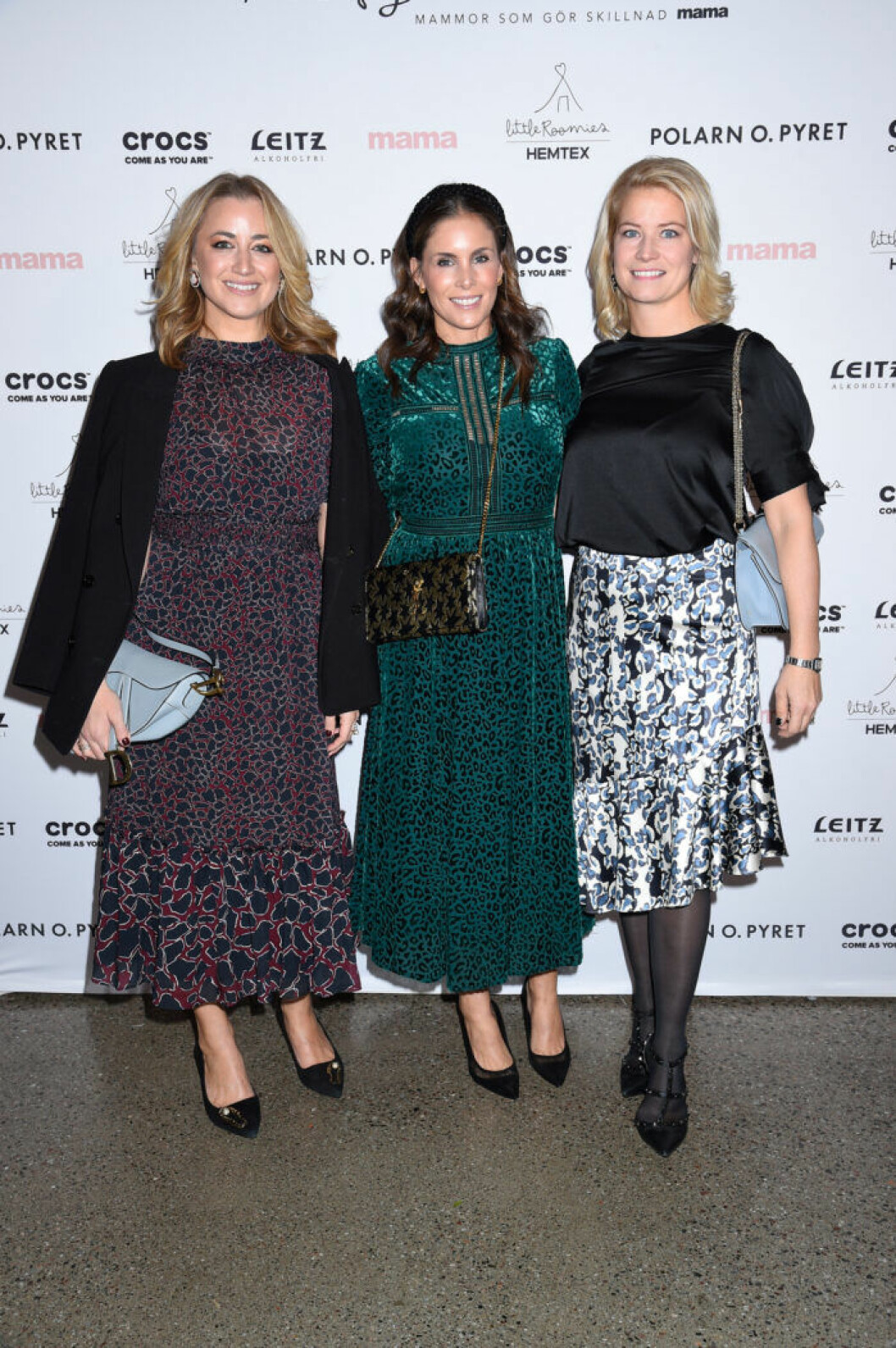 Malin Andrén, grundare av By Malina, Stephanie Bergström, grundare Soft Goat och Nathalie Werner på röda mattan på Årets mama 2019