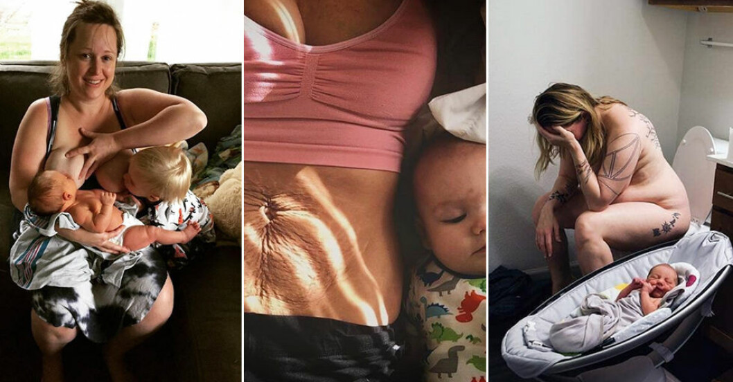 Mammorna hyllas för de ärliga bilderna – som visar livet efter en förlossning