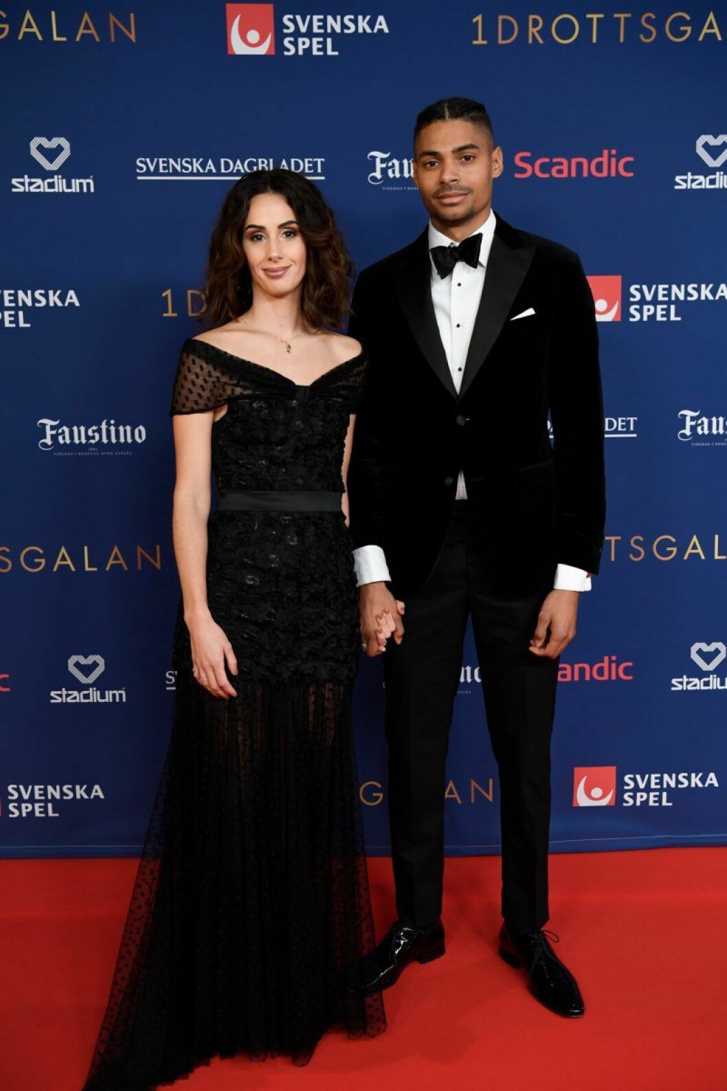 Michel Tornéus och Gabriela Montti. Michel Tornéus och Gabriela Montti på röda mattan på Idrottsgalan 2020