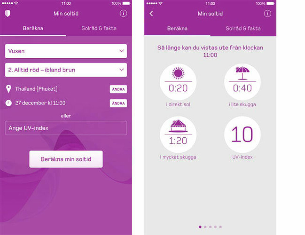 Med appen Min soltid kan du få hjälp att räkna ut hur länge du kan vara i solen.