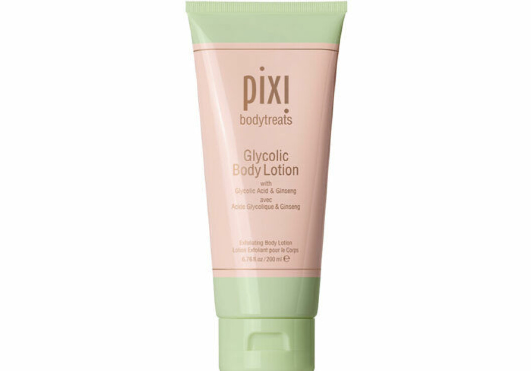 Mjukgörande bodylotion från Pixi som ska motverka symptom av Kirastosis Pilaris.