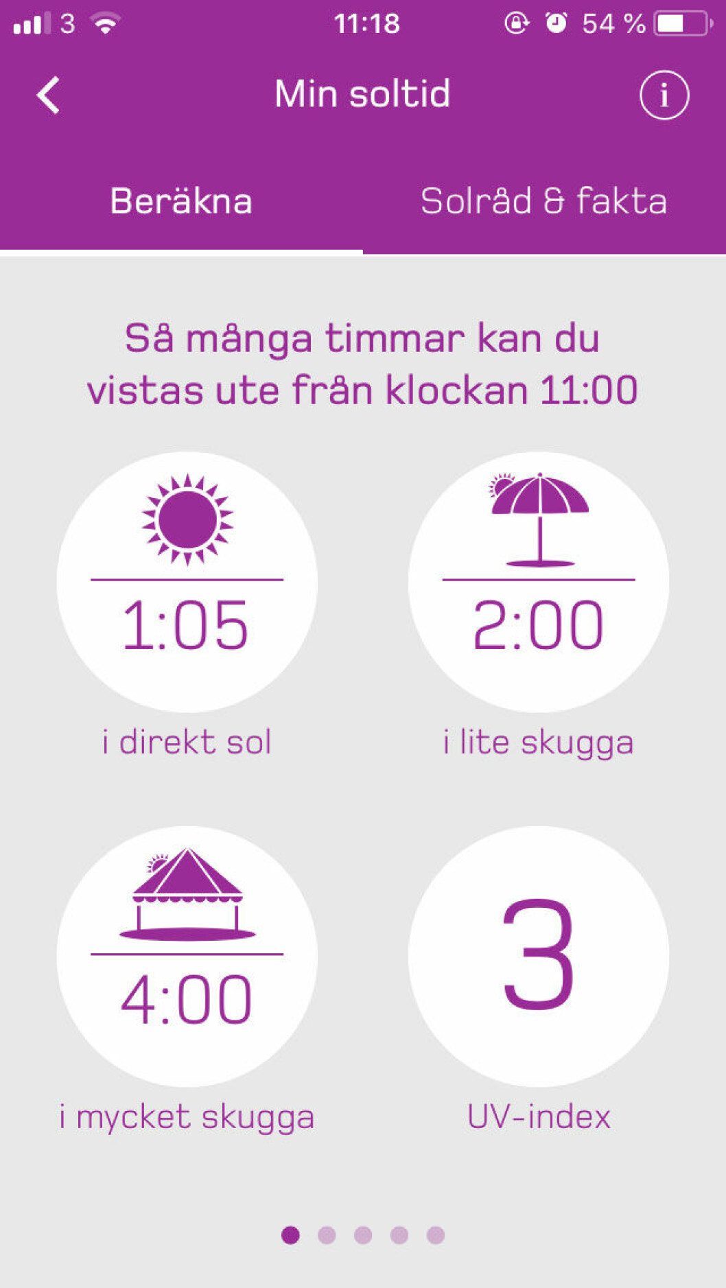 Appen räknar ut hur länge du kan vistas ute i solen.