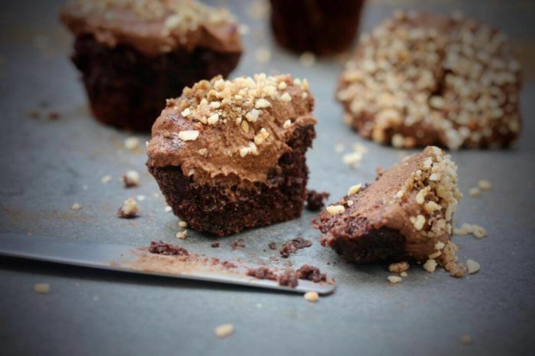 Chokladmuffins med lakrits.