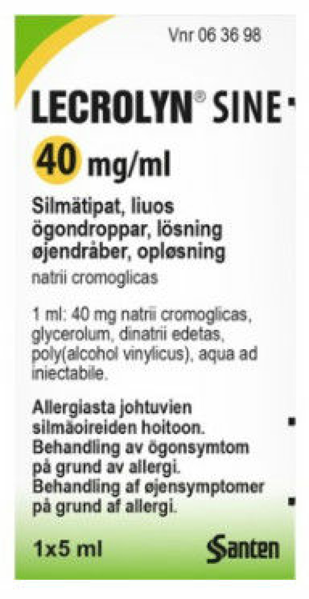 Ögondroppar, receptfria mot pollenallergi.