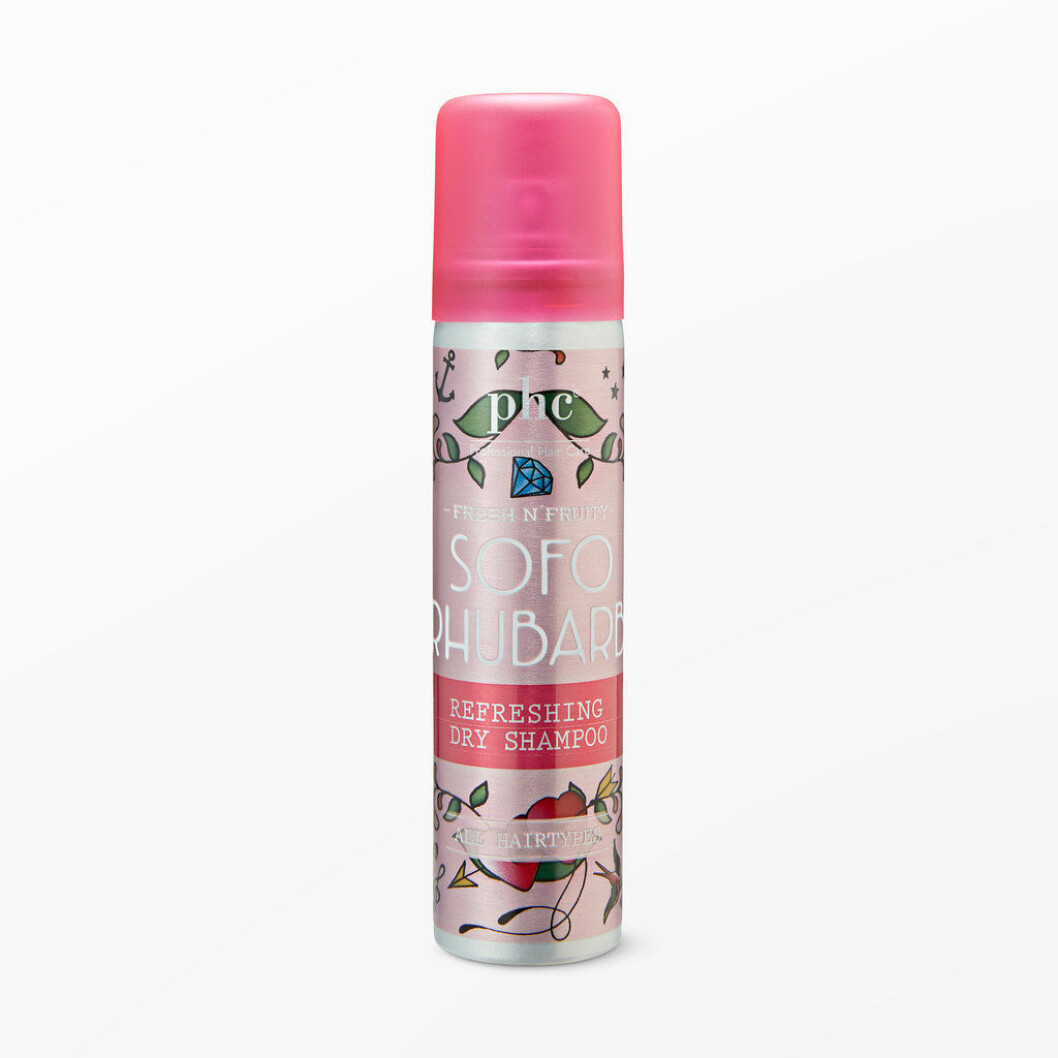 En bild på ett torrshampo, produkten Phc – Fresh n' Fruity SOFO Rhubarb Dry Shampoo.