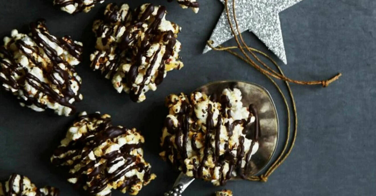 Popcornstoppar med mörk choklad som nyttigt julgodis