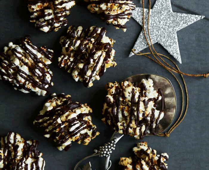 popcorntoppar med mörk choklad
