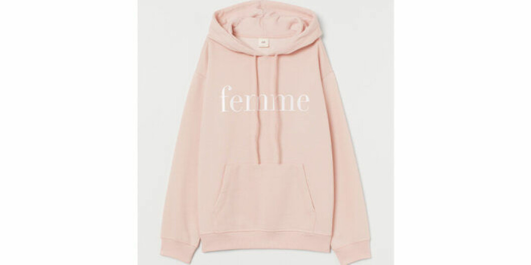 Rosa hoodie med text