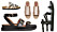 Guldiga remtofflor 599 kr, Betula/Nilson shoes, svarta sandaler med grov sula 249 kr, H&M, espadrilltofflor 249 kr, H&M och remsandaler 499 kr, Din Sko.