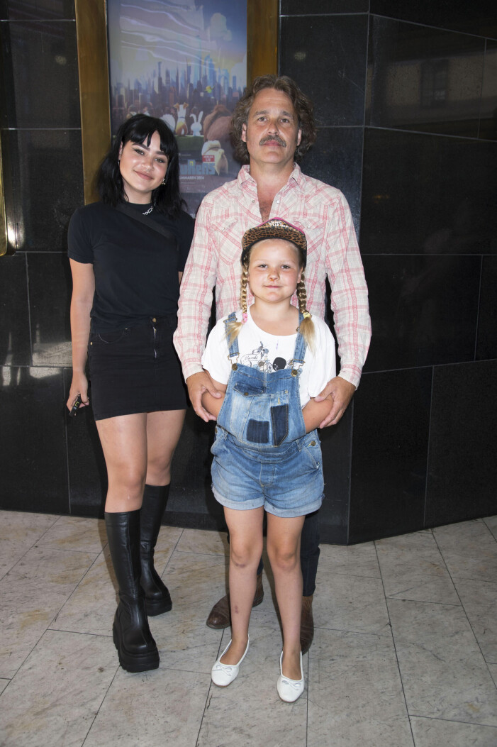 Erik Haag och barnen Lucia och Diana på biopremiär 2016.