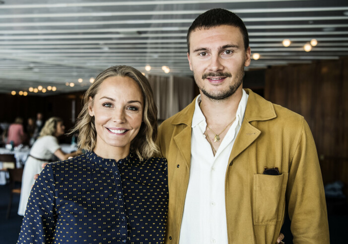 Carina och Erik Berg inför pressträffen på Kanal 5.