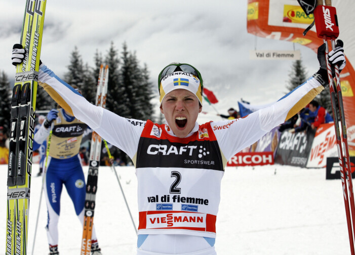 Charlotte Kallas glädjerop efter att hon vunnit Tour De Ski 2008. Charlotte Kalla