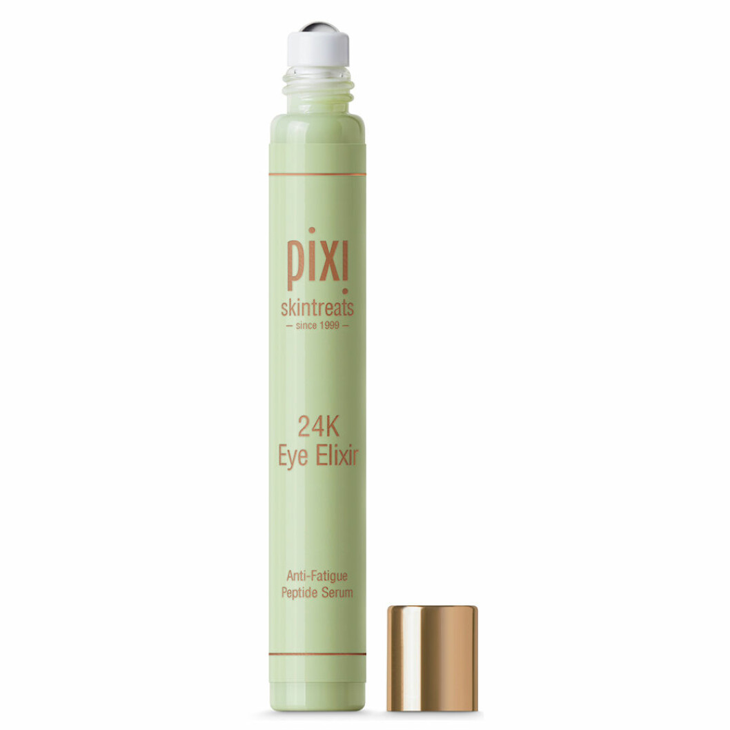 Serum från Pixie, 349 kronor. <a href="https://track.adtraction.com/t/t?a=1117786221&as=1213658115&t=2&tk=1&epi=antiage-serum&url=https://www.lyko.se/pixi/pixi-24k-eye-elixir" target="_blank" rel="noopener">Här kan du köpa den</a>. Anti age serum som används kring områden kring ögonen för att motverka puffighet