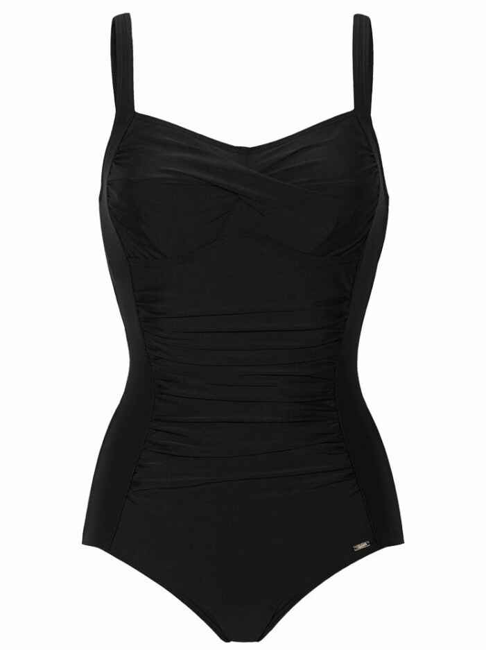 svart draperad shapingbaddräkt