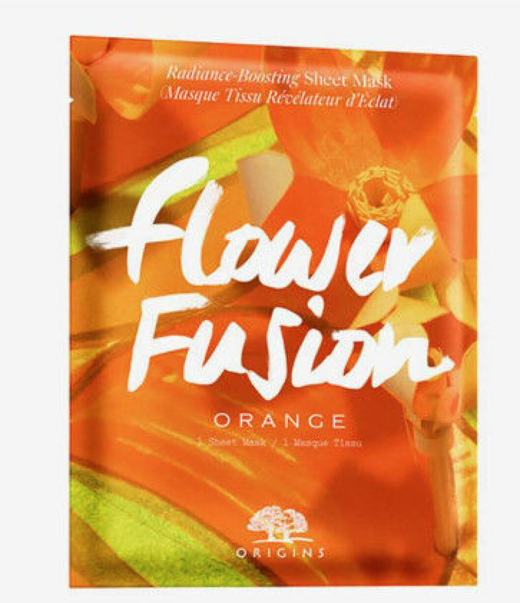 Orange arkmask med apelsin som heter Flower Fusion och kommer från Origins.