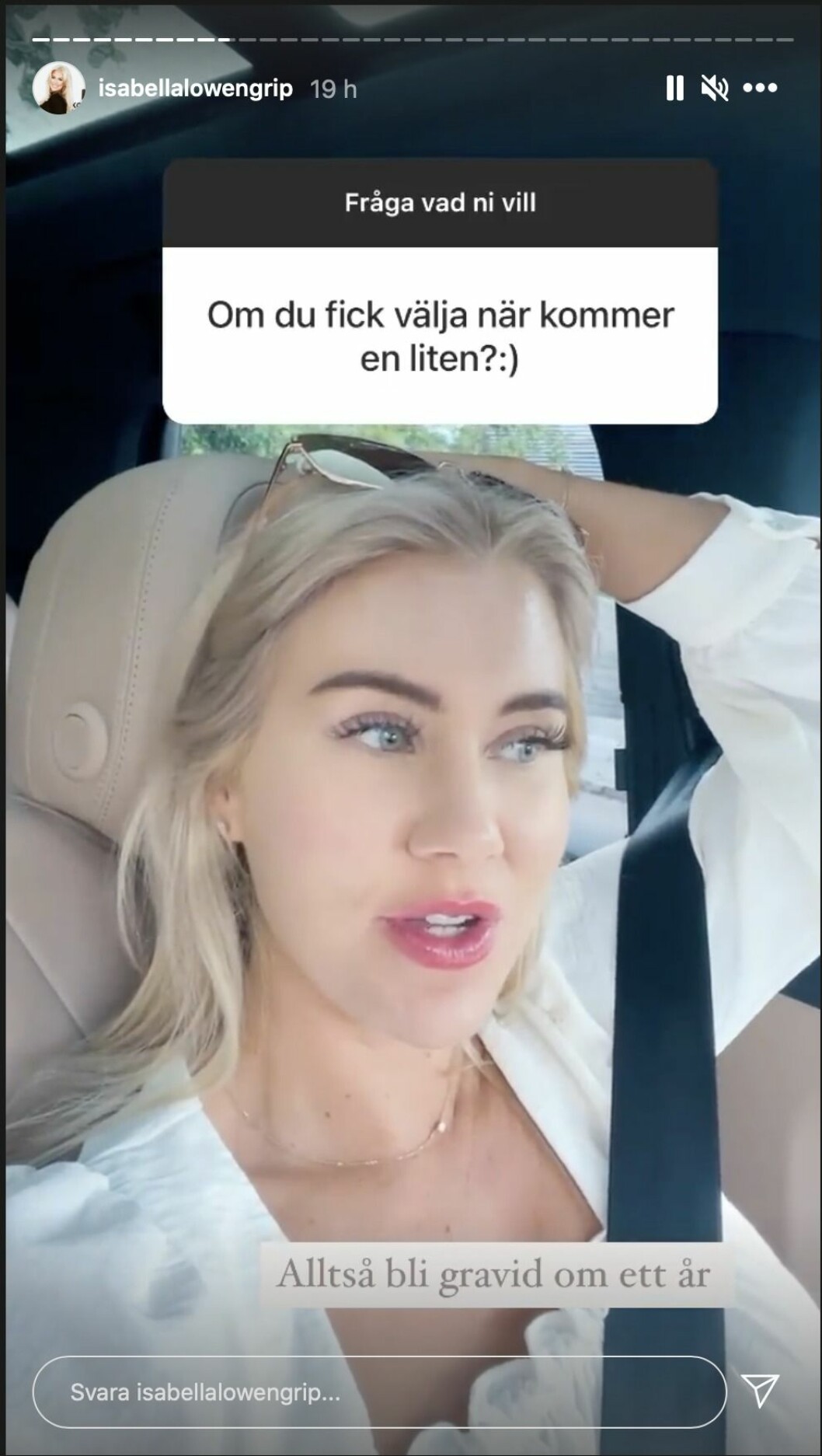 isabella löwengrip på instagram story