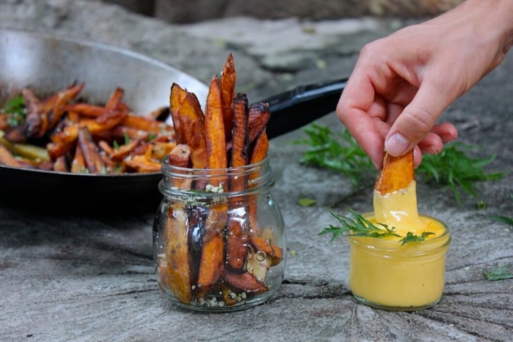 Pommes frites på sötpotatis