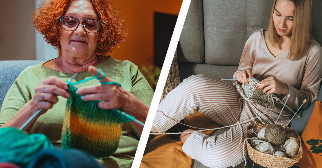 två olika generationer stickar