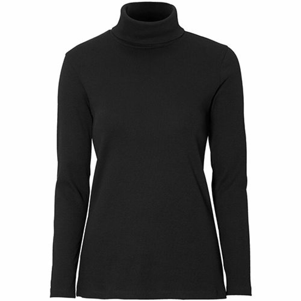 Svart polo i ribbat material