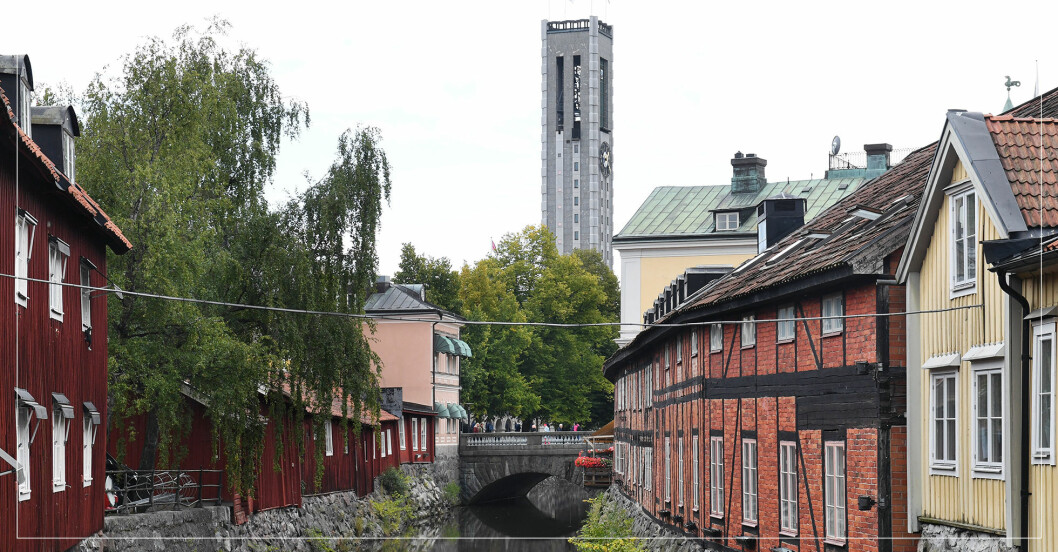 svartån och stadshuset i Västerås