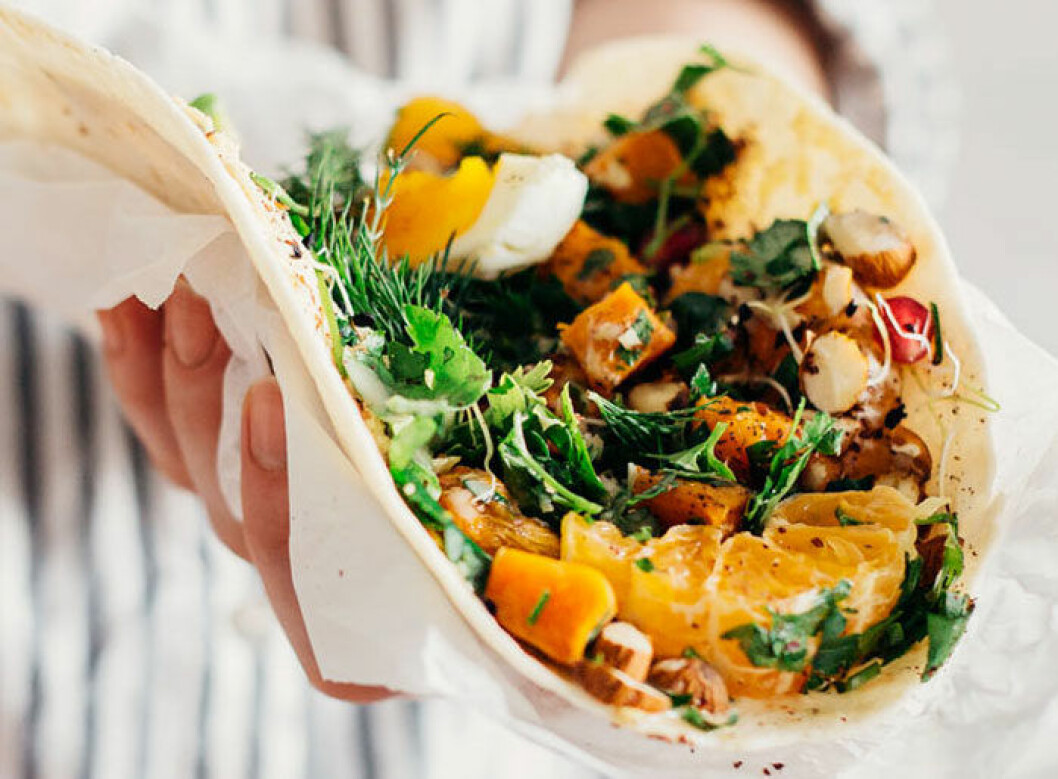 Via: Theawesomegreen.com Nyttig wrap med sötpotatis