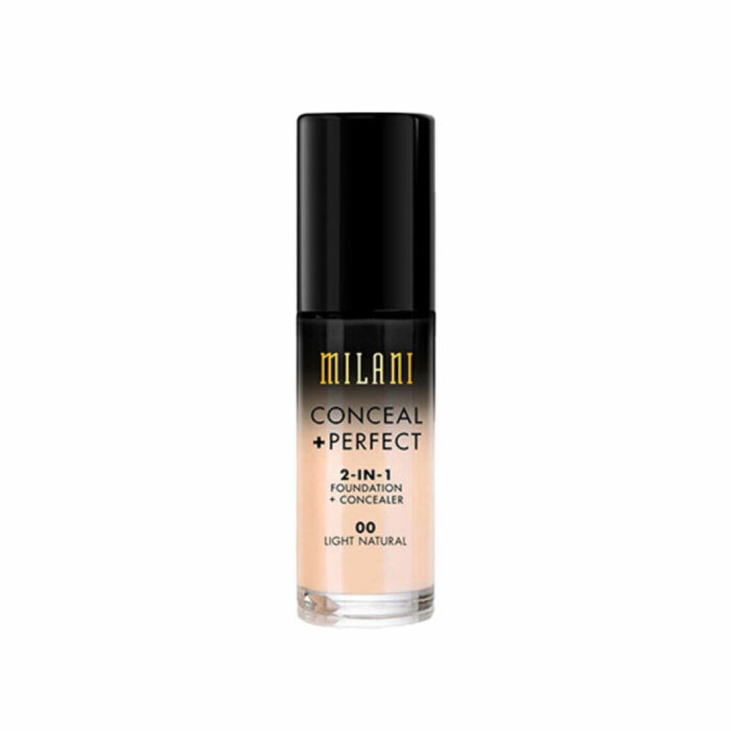 Foundation från Milani, 175 kronor. <a href="https://track.adtraction.com/t/t?a=1117786221&as=1213658115&t=2&tk=1&epi=tackande-foundation&url=https://www.lyko.se/milani/milani-conceal--perfect-liquid-foundati-3e001013">Här kan du köpa den</a>. täckande foundations milani