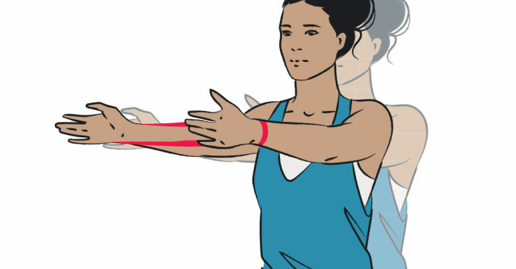 tränar överkropp med minigummiband