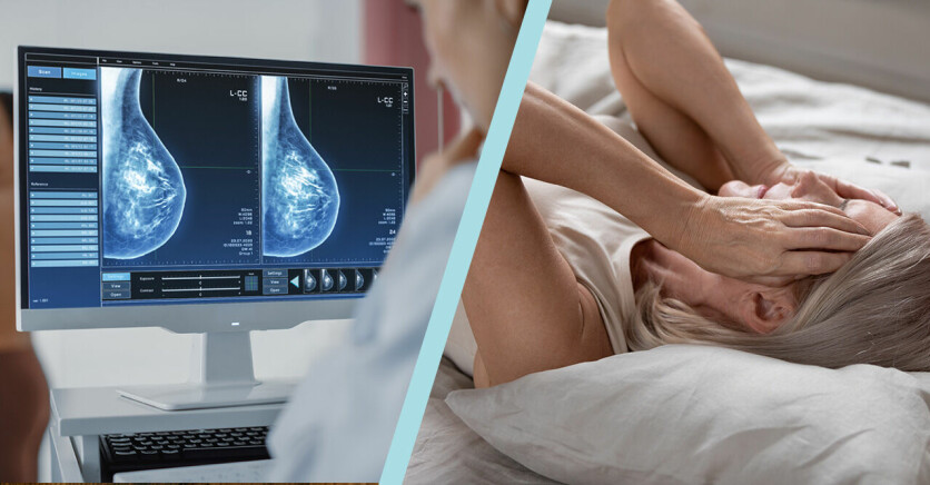 matt kvinna samt röntgenbild på bröst