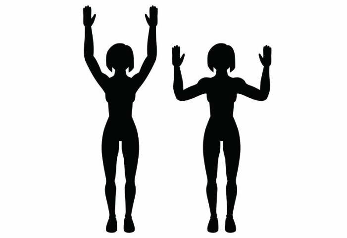 kvinna visar övningen väggänglar som tränar rörlighet i axlar och bröstrygg, samt stärker axlar