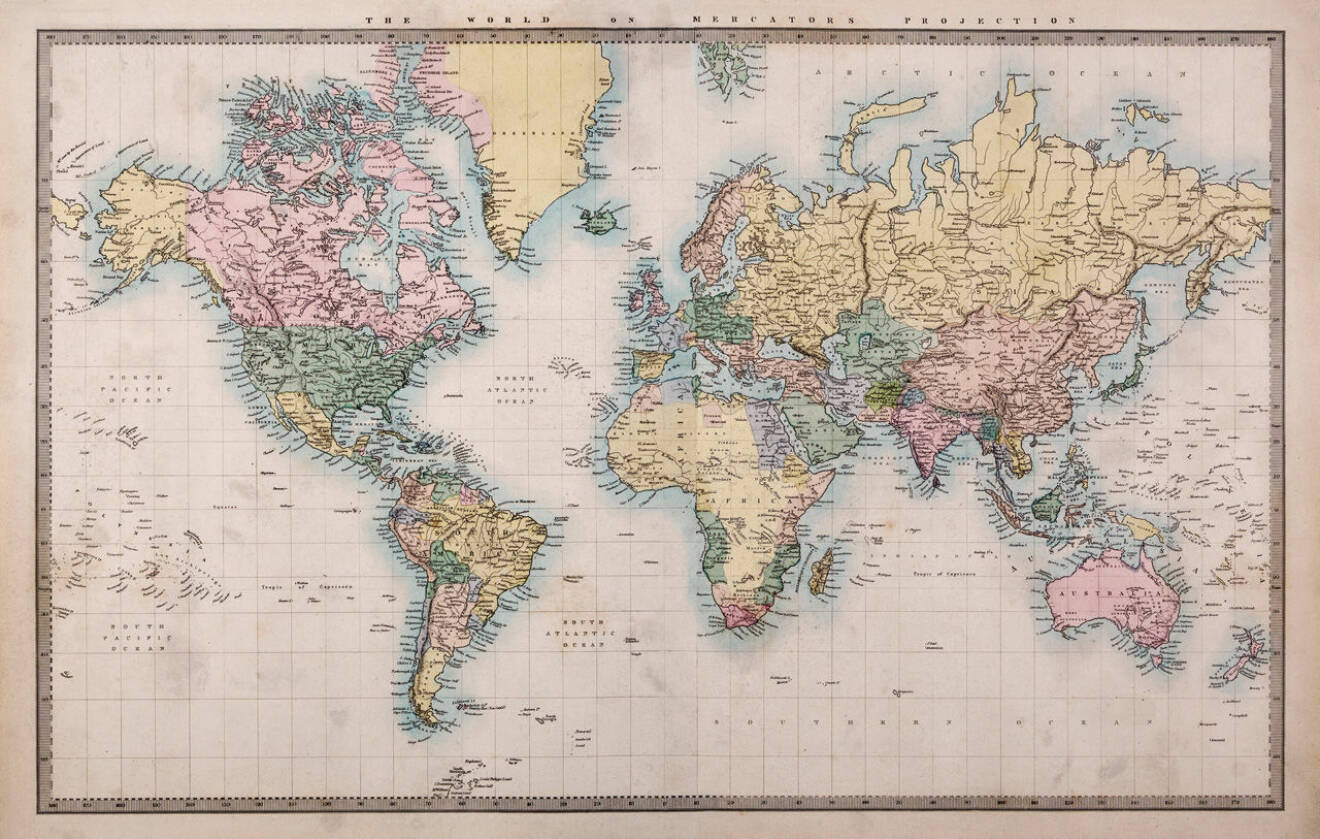 Gammaldags världskarta