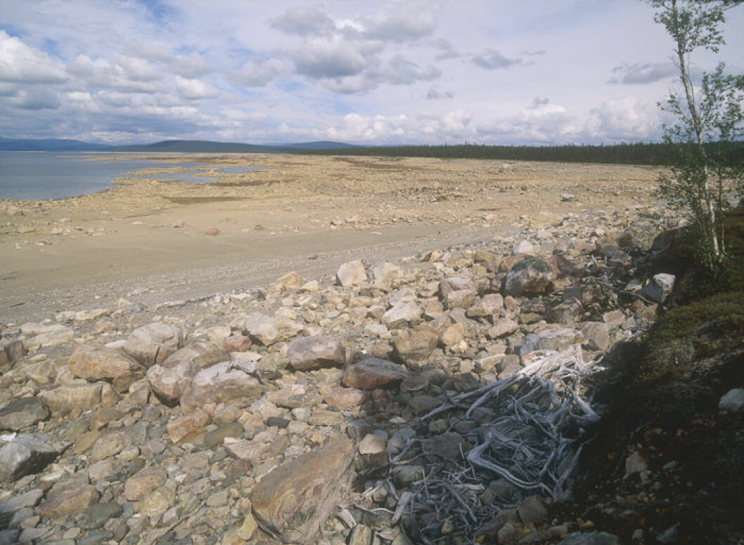 Vattenbrist i magasinet Tjautjahaure. Bild: IBL Bildbyrå Vattenbrist i magasinet Tjautjahaure