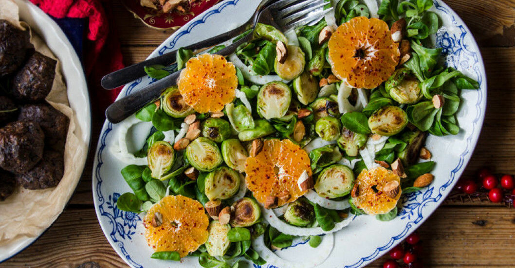 Vegetarisk mat till julbordet Rostad brysselkål